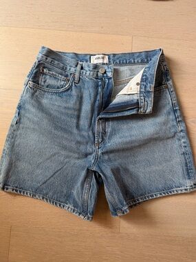 Agolde Light Blue High-Rise Denim Shorts